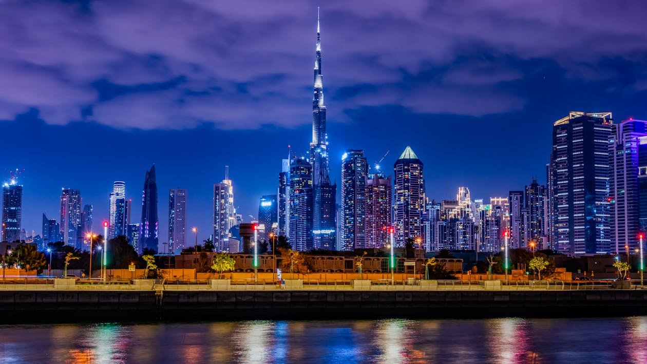 Dubai skyline with passport and Emirates ID